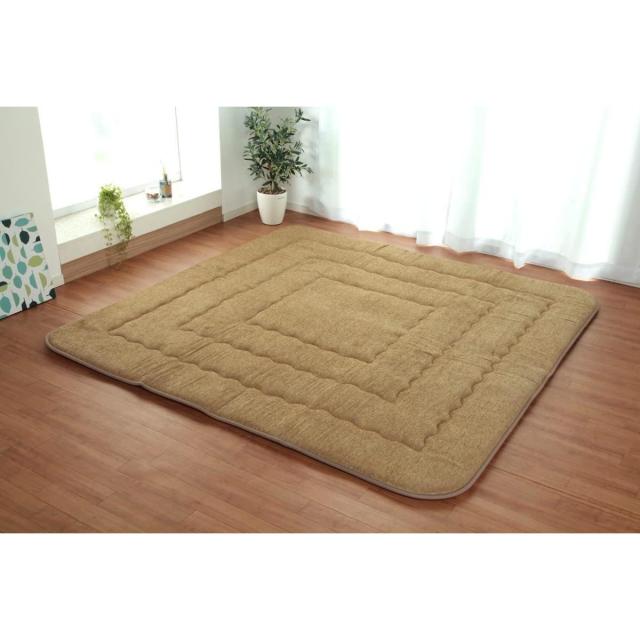 【i】【代引不可】 イケヒコ こたつ敷布団 ラグ ふっくら敷 撥水 モデルノ ベージュ 190×190cm 6022619【北海道・沖縄・離島不可】