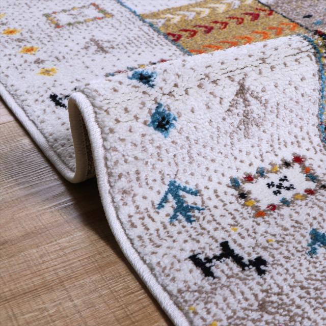【I】【代引不可】イケヒコ・コーポレーション ウィルトンラグ イビザ ベージュ 240×330cm トルコ製 ギャッベ柄 カーペット/絨毯【北海道・沖縄・離島不可】_3