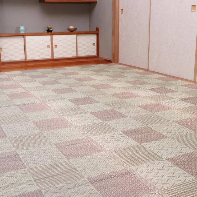 【I】【代引不可】イケヒコ 国産い草 花ござ 上敷き 草千里 ベージュ 約174×261cm(江戸間3畳)　カーペット ラグ 【北海道・沖縄・離島不可】の通販は