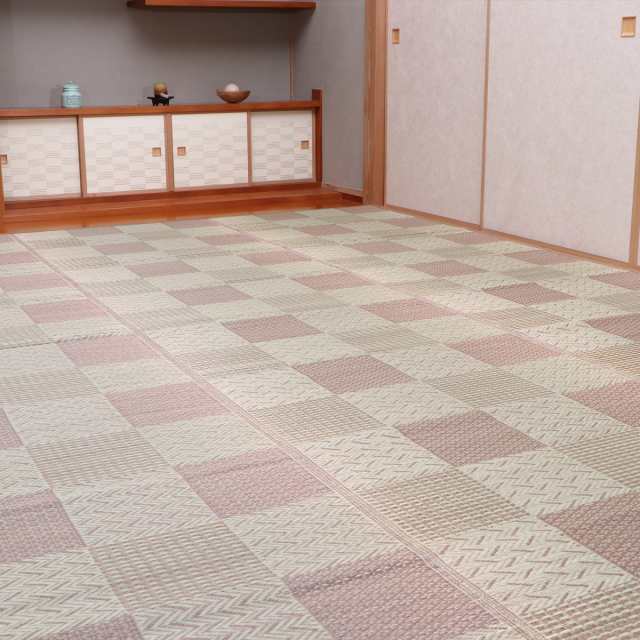 【I】【代引不可】イケヒコ 国産い草 花ござ 上敷き 草千里 ベージュ 約261×352cm(江戸間6畳)　カーペット ラグ 【北海道・沖縄・離島不の通販は