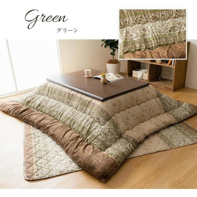 【I】【代引不可】イケヒコ こたつ 掛け ふとん レイエル グリーン 長方形 205×285cmこたつ布団 エレガンス 日本製 ボリューム 【北海道・沖縄・離島不可】_5