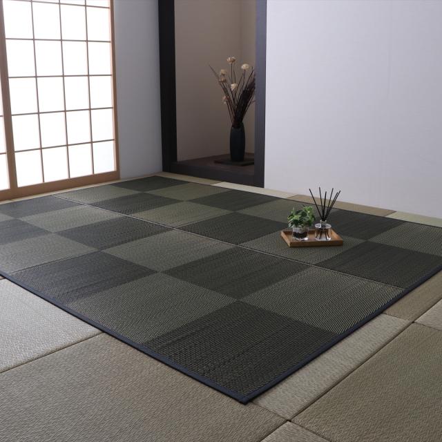 【I】【代引不可】イケヒコ 国産い草ラグカーペット DXノア 黒いこと 191×191糎 和今めかしい 抗菌防臭 8242200【北海道・沖縄・離島不可】