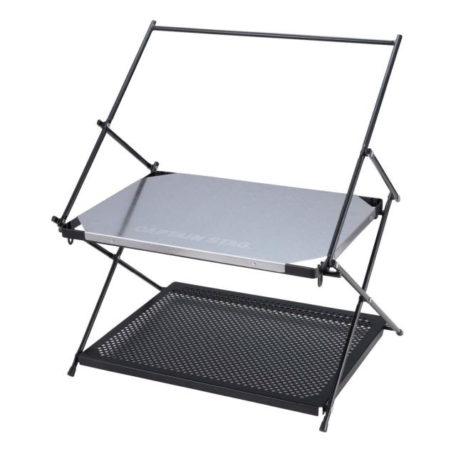 キャプテンスタッグ ハンギングテーブル 2段 UC-586 ステンレス テーブル アウトドア キャンプ ハンガーラック付 コンパクト収納 CAPTAIN STAG