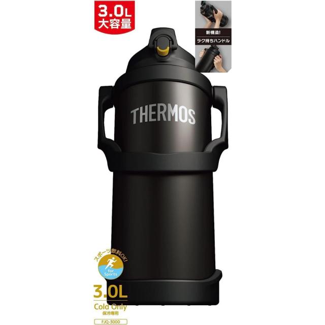 サーモス THERMOS 水筒 大容量 真空断熱 スポーツジャグ 3L ブラック FJQ-3000 BK スポーツドリンク対応 保冷専用 ワンタッチ 通学 部活_2