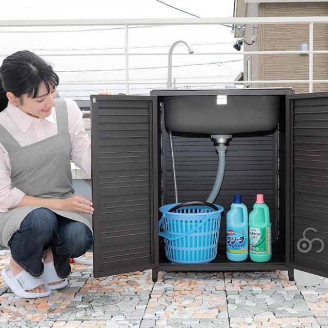 【I】【メーカー直送】谷村実業 蛇口付きテンレス流し台 アルミ囲いタイプ TAN-3035 ステンレス 屋外 ガーデニング_2