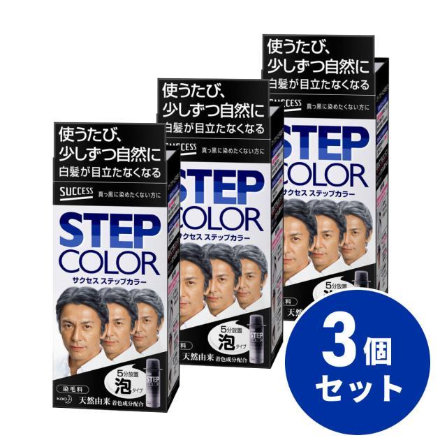 【まとめ買い】花王 Kao サクセス ステップカラー 110g×3個セット 白髪染め 泡タイプ メンズ 染毛料 白髪用 ヘアケア