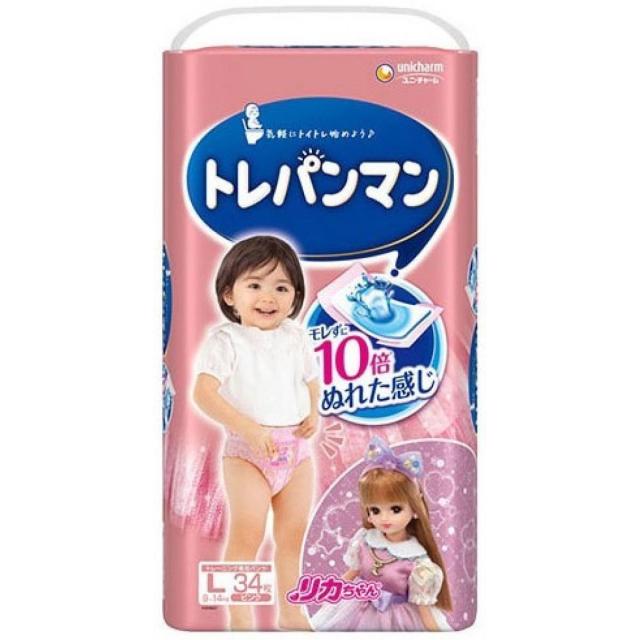 【在庫有・即納】ユニ・チャーム トレパンマン ピンク Ｌサイズ トイレトレーニング用オムツ 34枚 日本製　おむつ 紙おむつ パンツ