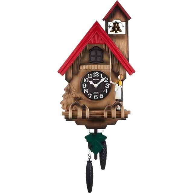 【在庫有・即納】リズム(RHYTHM) カッコーチロリアンR 4MJ732RH06　650×311×165mm／1.6kg 木枠 ふいご式 扉開閉 鳩時計 振り子時計の通販は