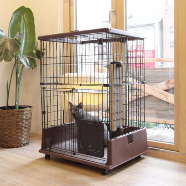 ペティオ (Petio) necoco 仔猫からのしつけにもぴったりな キャットルームサークル 2段タイプ ブラウン 猫用_1