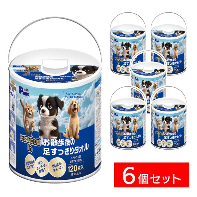 【まとめ買い】P.one 第一衛材 ヒアルロン酸in お散歩後の足すっきりタオル 120枚×6個 本体 犬 猫 ウェットティッシュ 足ふき おさんぽ 無香 肉球 ケアの通販は