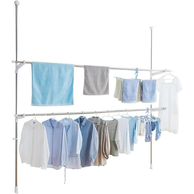 【在庫有・即納】天馬 ポーリッシュ 突っ張り式物干し室内用ロング PS-35　組み立て式(工事不要) ネジ・クギなどを使わず簡単設置