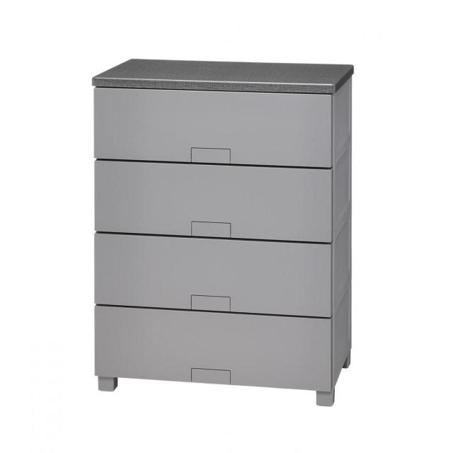 天馬 フィッツチェスト フルフラット 6504 完成品チェスト 4段 グレー(幅65×奥行41×高さ85cm)