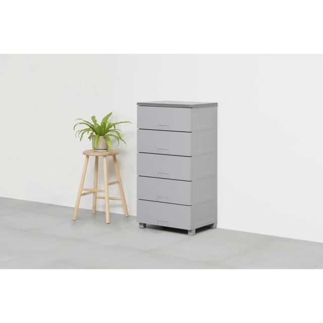 天馬 チェスト Fits フィッツチェストフルフラット グレー 5段 幅55cm 約55×41×105cm 5505