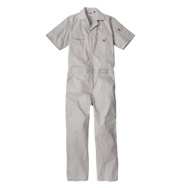 Dickies ディッキーズ ライトT/Cストレッチ 半袖ツナギ シルバー M D-6702 つなぎ 接触冷感 夏 コーコス 作業着 作業服