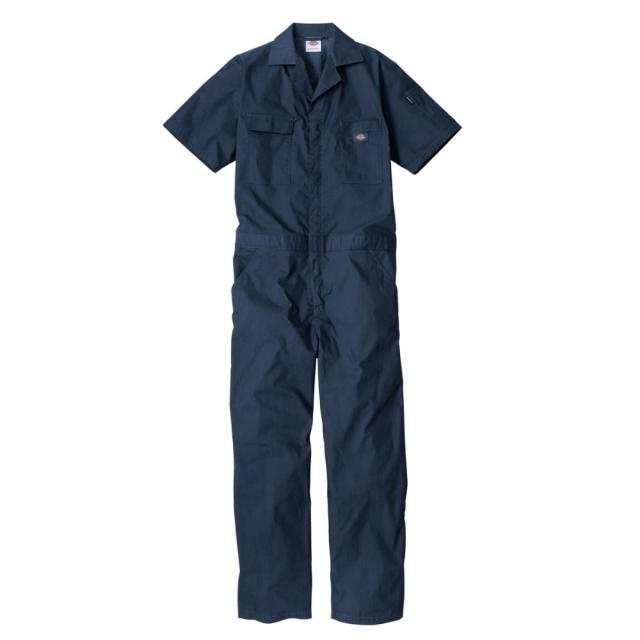 Dickies ディッキーズ ライトT/Cストレッチ 半袖ツナギ インディゴ M D-6702 つなぎ 接触冷感 夏 コーコス 作業着 作業服