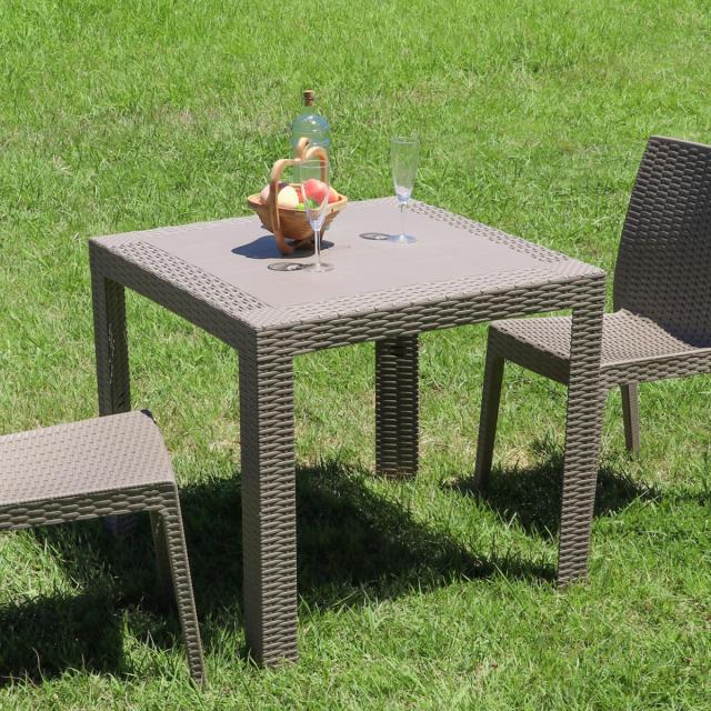 【I】 不二貿易 ガーデン ステラテーブル プラスチック 80cm×80cm グレー 12287 組立式 ガーデン テーブル 庭_1