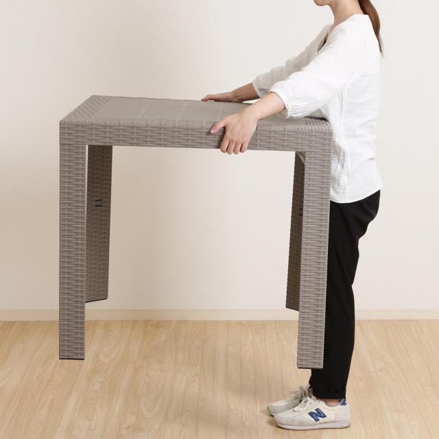 【I】 不二貿易 ガーデン ステラテーブル プラスチック 80cm×80cm グレー 12287 組立式 ガーデン テーブル 庭_5