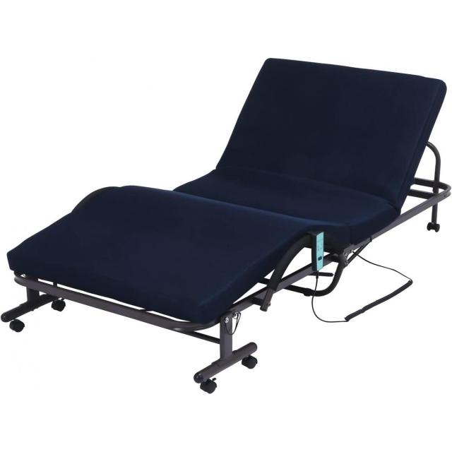 ●折りたたみ移動ベッド②（紺色・リクライニング） ○折りたたみ移動ベッド②（紺色・リクライニング） 【公式通販】