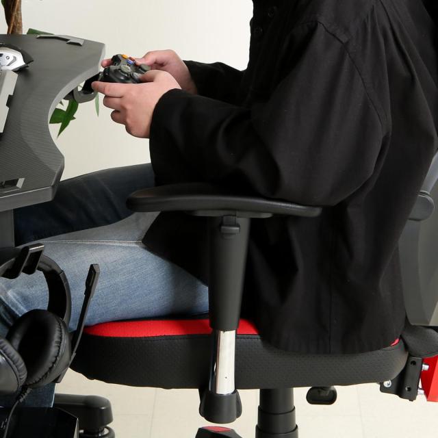 【I】不二貿易 メッシュゲーミングチェア レイズ レッド YF922CW　オフィスチェア デスクチェア 肘掛け付 ハイバッグ【北海道・沖縄・離島不可】【代引き不可】_2