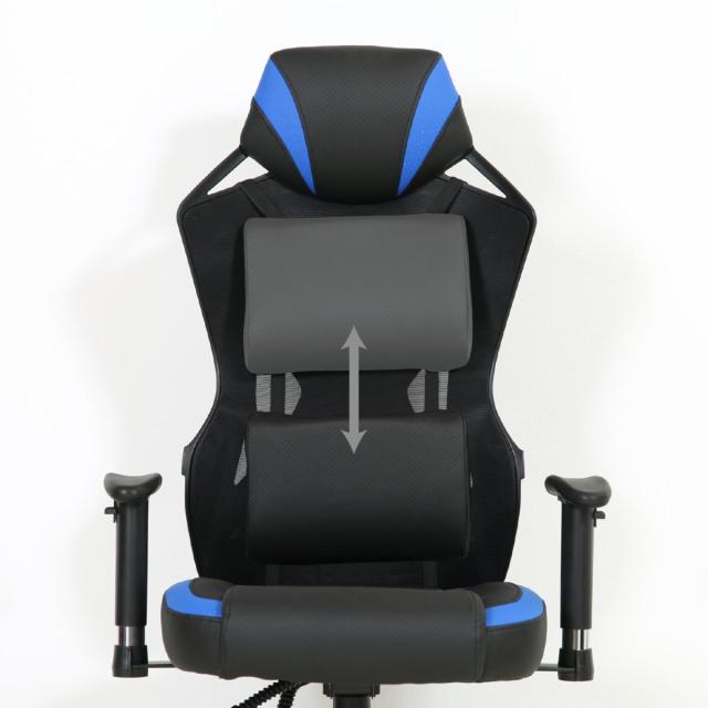 【I】不二貿易 メッシュゲーミングチェア レイズ ブルー YF922CW　オフィスチェア 肘掛け付 【北海道・沖縄・離島不可】【代引き不可】_4