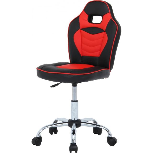 【I】不二貿易 レーシングチェア キッズ用 レッド H-2781L　学習机 肘掛けなし ゲーミングチェア 【北海道・沖縄・離島不可】【代引き不可】 7,674円