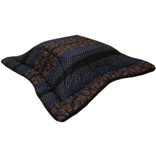 【i】【代引不可】イケヒコ こたつ布団 正方形 万葉 約205×205cm ブルー 日本製 厚掛け 和 モダン #5934519【北海道・沖縄・離島不可】