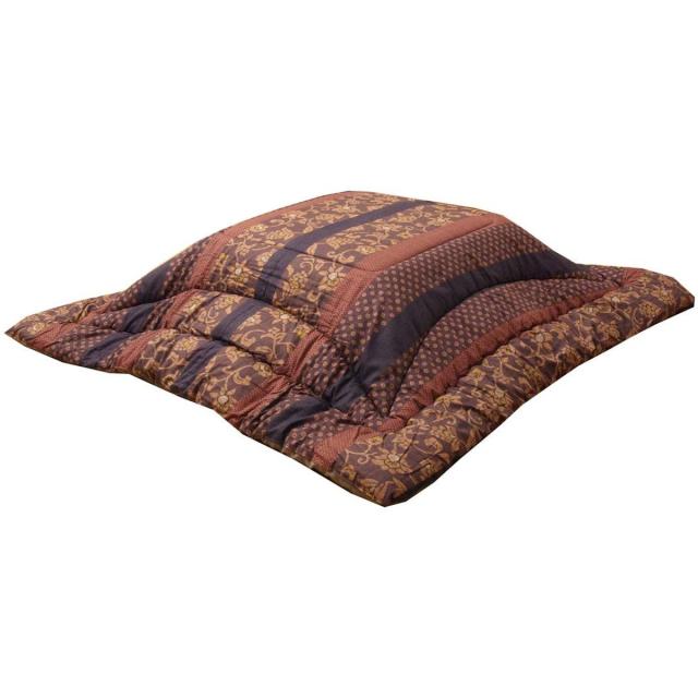 【i】【代引不可】イケヒコ 国内プリント こたつ厚掛け布団単品 万葉 ブラウン 約205×205cm【北海道・沖縄・離島不可】