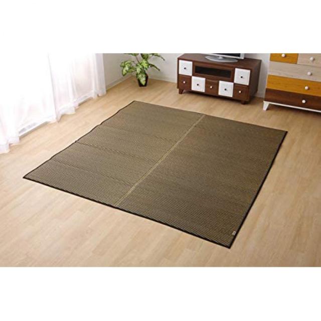 【I】【代引不可】イケヒコ い草ラグ カーペット 1.5畳 国産 Fソリッド ダークブラウン 約140×200cm (裏:ウレタン) 8213260【北海道・沖縄・離島不可】