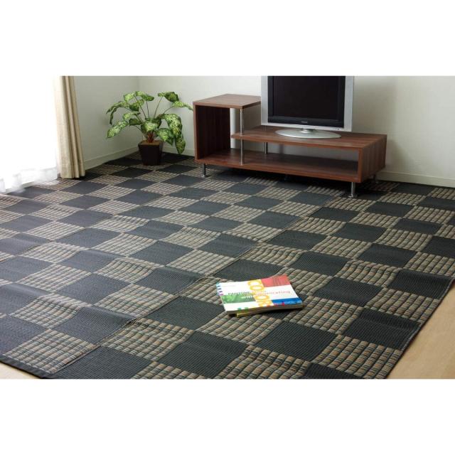 【i】【代引不可】イケヒコ(IKEHIKO) ラグ カーペット ウィード 江戸間6畳 ブラック 約261×352cm 日本製 洗える 2116903【北海道・沖縄・離島不可】