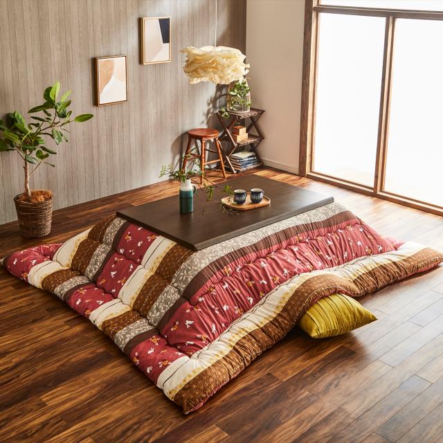 【I】【代引不可】イケヒコ・コーポレーション 和柄 こたつ布団 こよみ205×245cm ローズ　長方形【北海道・沖縄・離島不可】