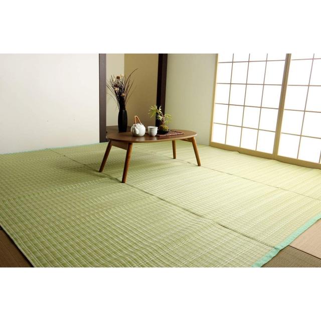 【i】【代引不可】イケヒコ ラグ カーペット バルカン 江戸間6畳 約261×352cm グリーン 日本製 洗える #2102206【北海道・沖縄・離島不可】