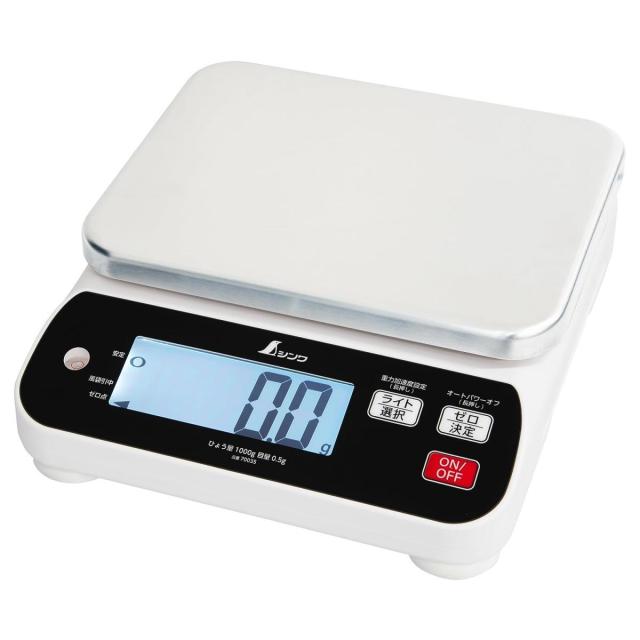 シンワ デジタルはかり WP 1000g 防塵防水 取引証明以外用 防塵・防水性能IP54 ステンレス皿付 オートパワーオフ 70035