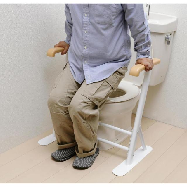 アイリスオーヤマ トイレ用サポート手すり TRT-64A　工事不要 洋式 トイレ 立ち上がり補助