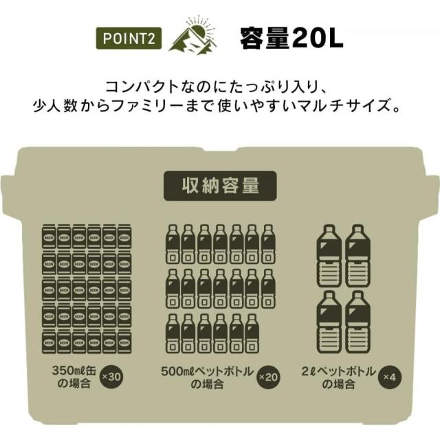 アイリスオーヤマ HUGEL 真空断熱クーラーボックス 20L　VITC-20　チャコールグレー　長時間保冷 アウトドア キャンプ バーベキュー お花見_3