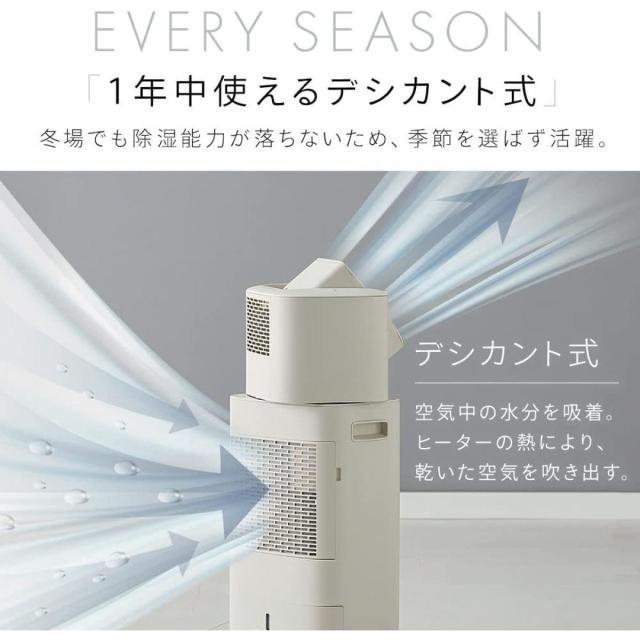 【在庫有・即納】  アイリスオーヤマ サーキュレーター 衣類乾燥除湿機 5.8L IJDC-P60-C アイボリー デシカント式 スパイラル気流 梅雨 室内干し