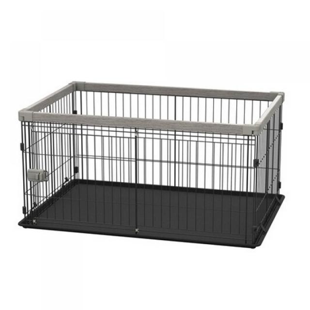 アイリスオーヤマ ウッディシステムサークル SWS-1200 アッシュグレー　小型犬・中型犬用 ペットケージ ゲージ犬 木目 スライド扉 簡単組立