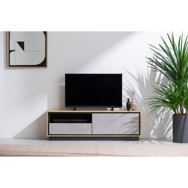 アイリスオーヤマ テレビ台 AVボード ABM-1195 ナチュラル/モルタル 50V対応 木目調 おしゃれ 収納付 ローボード_2