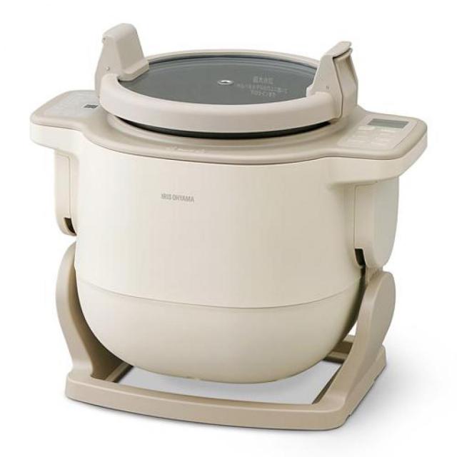 【I】【メ−カ−直送】アイリスオーヤマ シェフドラム 4.5L 自動調理器 CHEF DRUM アイボリー 時短 揚げ物 炒め物 蒸し 煮込み 低温調理 ほったらかし 料理 調理