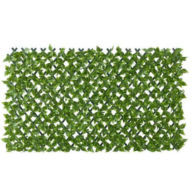 アイリスオーヤマ DECO GREEN 伸縮フェンス GF-180LG ライトグリーン 120×45cm〜30×255cm フェイクグリーン 目隠し 庭 ベランダ