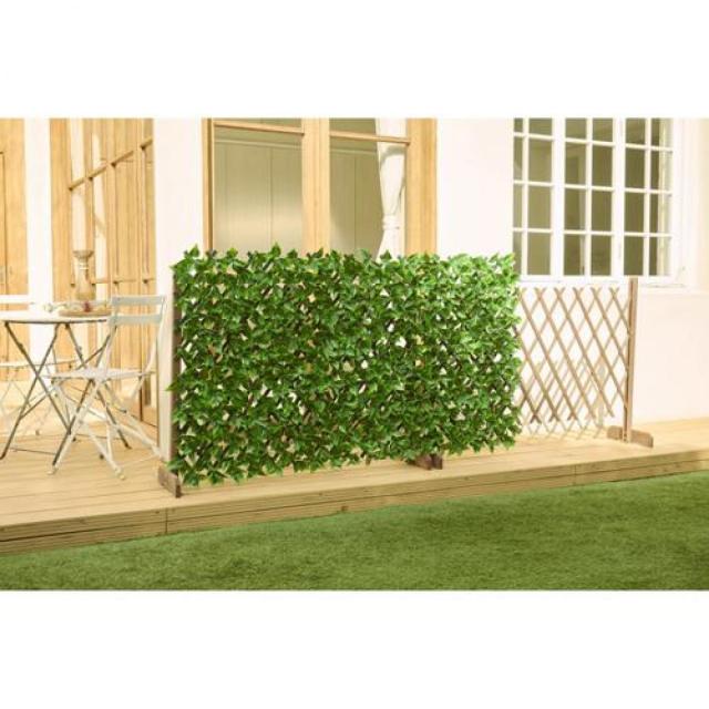 アイリスオーヤマ DECO GREEN 伸縮フェンス GF-180LG ライトグリーン 120×45cm〜30×255cm フェイクグリーン 目隠し 庭 ベランダ_1