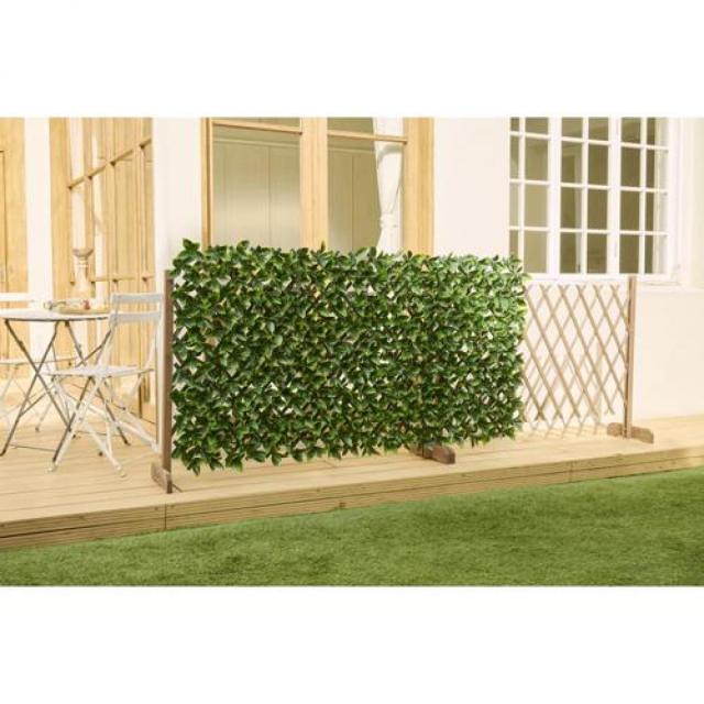 アイリスオーヤマ DECO GREEN 伸縮フェンス GF-180DG ダークグリーン 120×45cm〜30×255cm フェイクグリーン 目隠し 庭 ベランダ_1