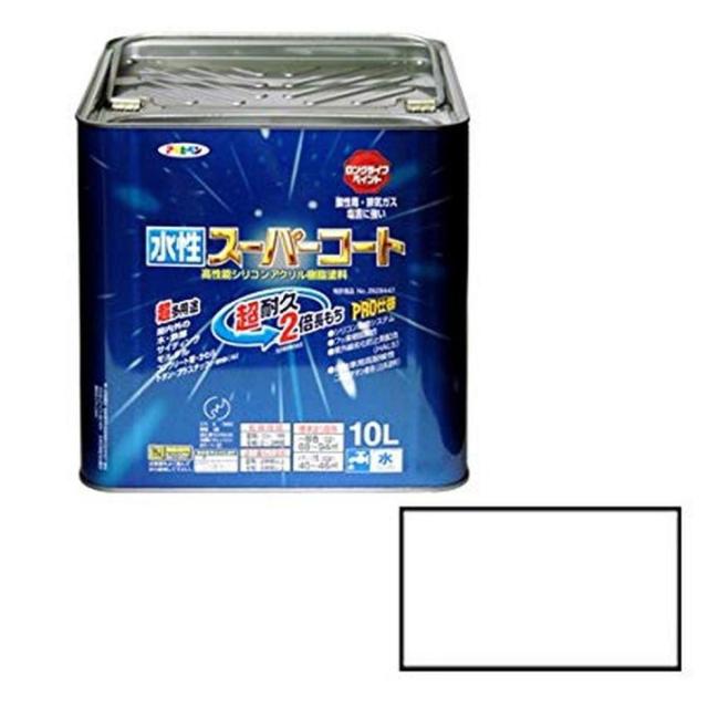 アサヒペン ペンキ 水性スーパーコート 水性多用途 ツヤ消し白 10L