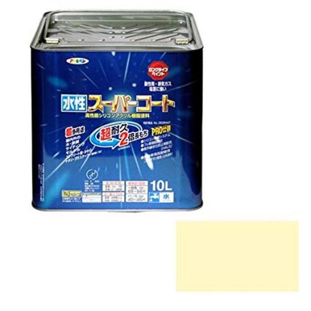 アサヒペン ペンキ 水性スーパーコート 水性多用途 アイボリー 10L