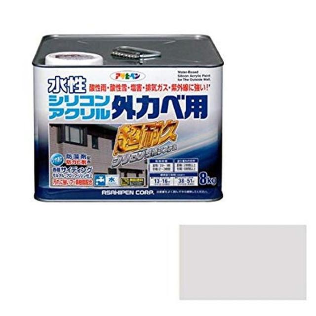 アサヒペン 水性シリコンアクリル外かべ用 ソフトグレー 8KG 7,656円