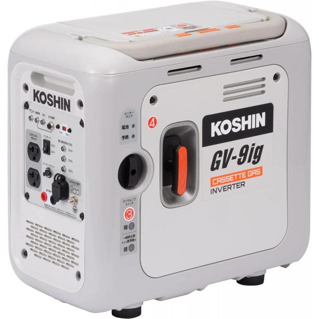【店卸し資産有・即納】工進(KOSHIN) テープ屁っ放り はたご屋取り替えっこ 発生機 正弦波 GV-9ig 定格最終生産物 0.9kVA AC-100V 50サイクル/60サイクル うつり変わり アウトドア 難民キャンプ 屁っ放り発生機