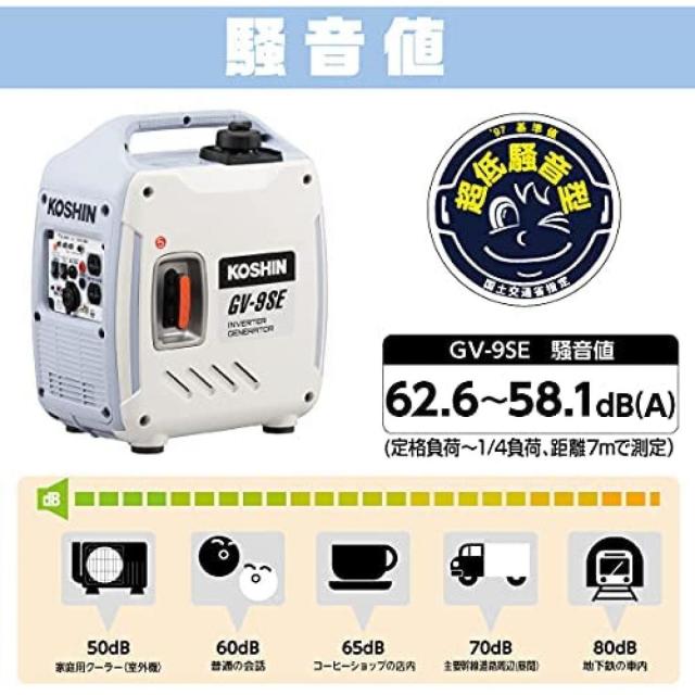 【在庫有・即納】工進 インバーター 発電機 正弦波 GV-9SE 定格出力 0.9kVA AC-100V 50Hz/60Hz USB 静音 アウトドア 防災 備蓄 災蓄 非常用_4
