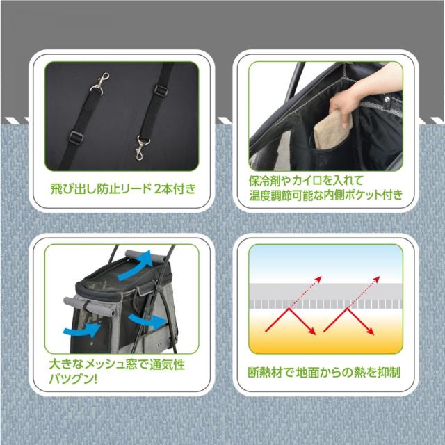 ペットカート グレー メッシュ窓付き Amazon | ペットカート ミニモ