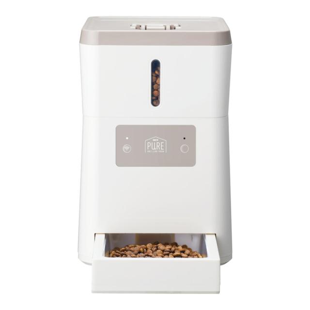 GEX ジェックス 犬 猫 自動給餌器 PURE PET AUTO FEEDER PPAF01-WH 2.5L オートフィーダー ドライフード専用 アプリ管理 コンパクト