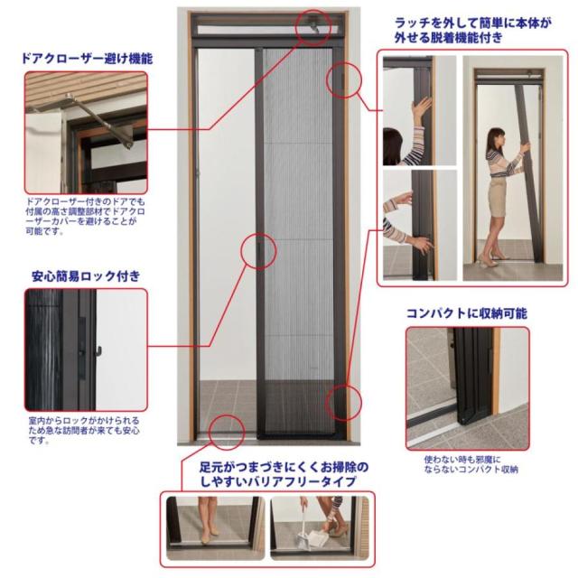 SEIKI セイキ アコーディオン網戸 ドアーモ DRM‐219 高さ〜240cm 幅62〜92cm 玄関網戸 ドア網戸 DIY 節電_1