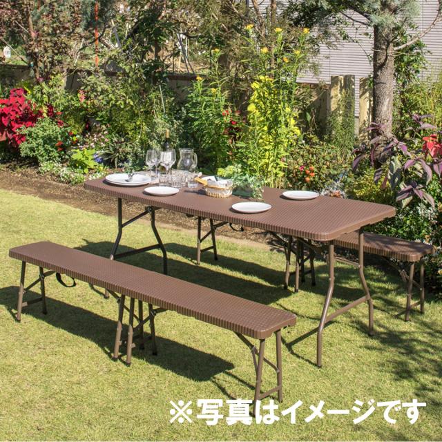 【在庫有・即納】タカショー(TAKASHO) イージーキャリー ダイニングテーブル ラタン調 ブラウン /B　折りたたみ式 32905200 ECF-T01BR ガーデンファニチャー_5